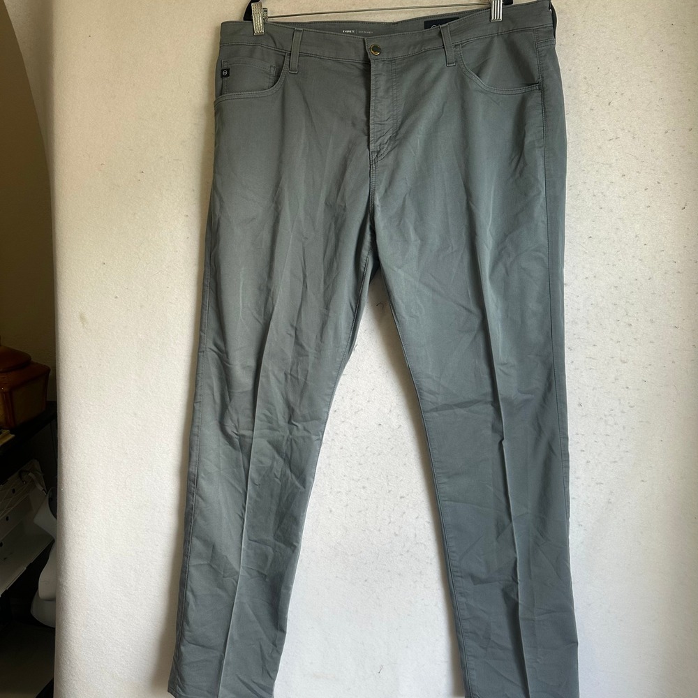 AG Adriano Goldschmied Everett Slim Straight Gray Pants 40x32 Italian Fabric